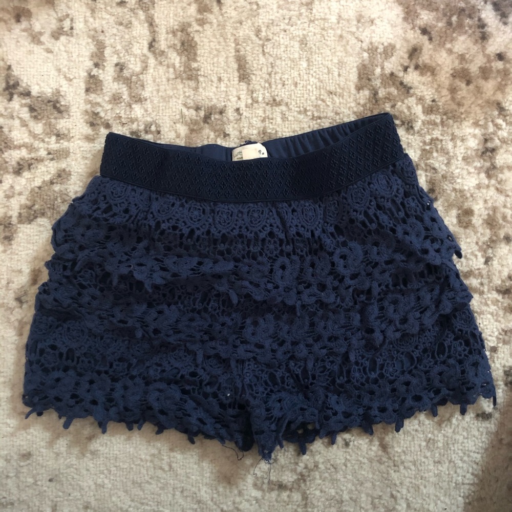 blue shorts with lace